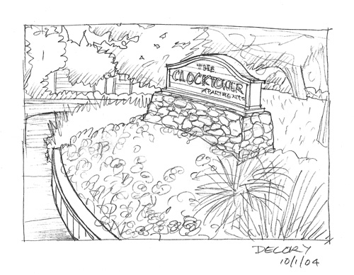 Clocktower signage sketch.