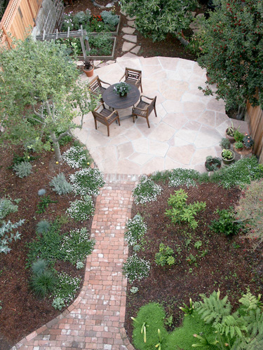 New backyard landscaping as seen from the deck